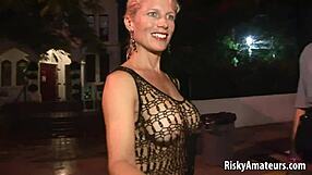 Naked amateurs have fun on the street