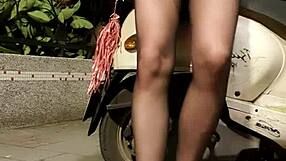 Asian Ladyboy Masturbates Outdoors Imagining Hard Fuck!