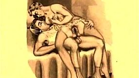 vintage erotic cartoon illustration from antique anime hentai