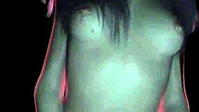 Kidkudi performs solo dancing in cartoon striptease with clothes ripped