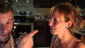 cute loving couple in the kitchen