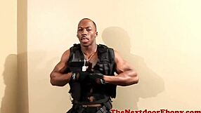 Exclamatory-Raw Swat Black Hunk Tugging His Big Tool in Uniform - Wow!