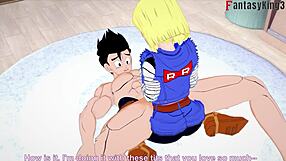 android 18 and gohan fucking, bulma finds out in dragon ball zex!