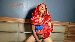 Housewife intensely masturbates her narrow pussy