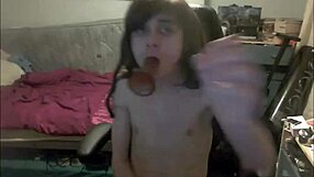 shemale teen dildos mouth strokes cock