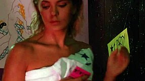 Yo, sexy nude blonde heating up the sauna! 🔥