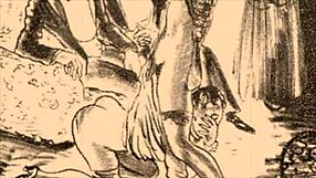 VINTAGE EROTIC ILLUSTRATION SHOWS CLASSIC HENTAI SCENE