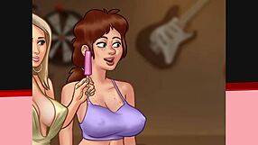 Big tits and ass blonde gets covered in cum in Summertime Saga
