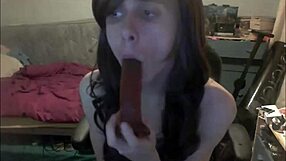 shemale teen dildos mouth strokes cock