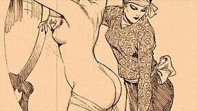 VINTAGE EROTIC ILLUSTRATION SHOWS CLASSIC HENTAI SCENE