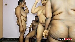 three ebony friends in doggystyle 4some creampie homemade with huge tits