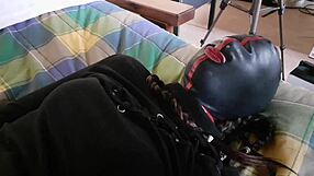 Hogtied On Bed In Sexy Clothes Blindfolded Sucking Fat Cock Rough Fucked
