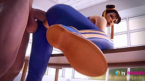 Chun-li takes big creampie in standing doggystyle pose from monster cock