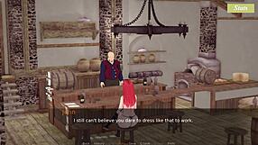 Charming redhead waitress with big tits gets fucked passionately