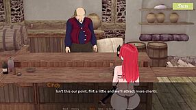 Charming redhead waitress with big tits gets fucked passionately