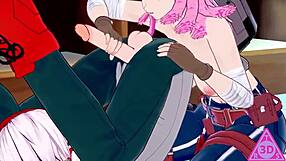 Koikatsu Mei Hatsume and Shoto Todoroki have sex with blowjob and cumshot.