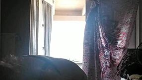 she applies lotion to her mature skin.