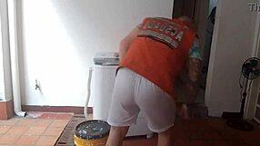 Technician inspects air unit but ends up probing ebony ass with huge cock in homemade hardcore session