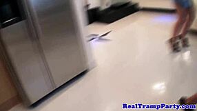 Amateur swallows cum in orgy