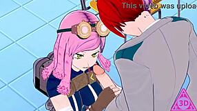 Koikatsu Mei Hatsume and Shoto Todoroki have sex with blowjob and cumshot.