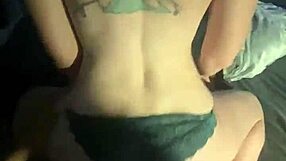 pretty babysitter pale tattooed gets her little 18+ pussy fucked by a big cock in reverse cowgirl in front of porn atno