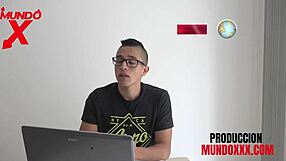 Reporter boldly fucks blonde model in doggystyle, sucking and facial.