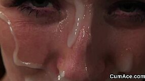 Slutty babe swallows all jizz in blowbang