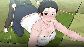 Camping with my friend's big tits mom in this extended hentai game