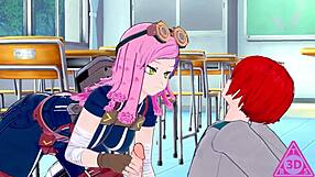 Koikatsu Mei Hatsume and Shoto Todoroki have sex with blowjob and cumshot.