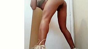 Ebony model poses in lingerie