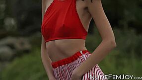 Wow! Natural Tits Brunette Sade Mare Teases Outdoors in Sensual Slow Motion