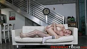 Submissive teen 18+ throated with monster cock