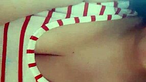Christmas solo play with natural tits and creamy finish