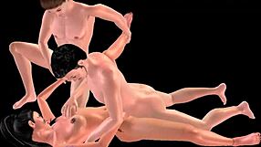Animated 3d threesome with double penetration