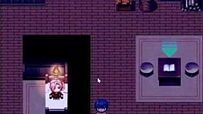 In the hentai game episode 6, the tanned girl Natsuki gets her clothes ripped by the weird guy demanding a sexy striptease with big tits exposed