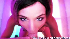 Aidra Fox Delivers Cosplay Blowjob and Swallow at Salon