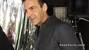 amateurs organize foursome party at tv studio with big tits and oral