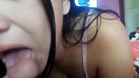 stepfather teaches stepdaughter to suck cock for the first time with foot fetish and real handjob