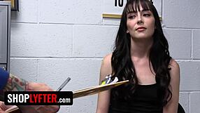 Sexy teen 18+ deepthroats officer's cock in office after clothes ripped and fingering!