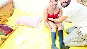 Hanif makes love to his girlfriend in the bedroom and gives her pleasure