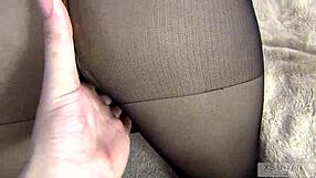 Damn! Submissive teen in skirt and tights bent over hard