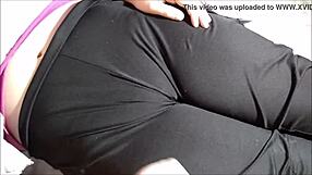 Cum on a woman’s wet spot in tight yoga pants