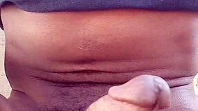 Moaning While Stroking My Big Black Cock Outdoors