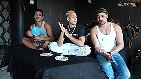 Hey, check out this backstage threesome with big cocks and asses!