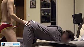 amateur boyfriends, real couple having bareback sex at home, so hot