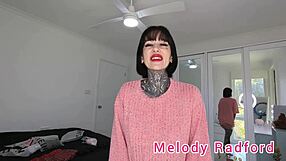 Melody Radford in Black and Red Lingerie Skirt Try-On Haul Closeup