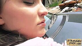 Amazing teen Belle Claire fucked hard in public