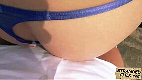 Amazing teen Belle Claire fucked hard in public