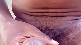 Moaning While Stroking My Big Black Cock Outdoors