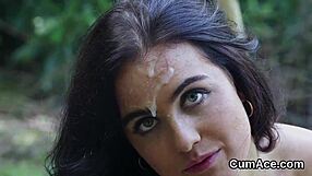 Hot kitten gets facial and eats all the cum